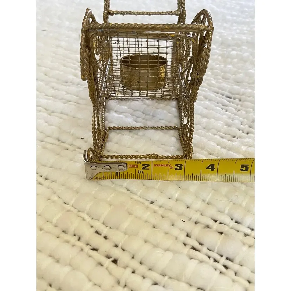 Christmas  Sleight Golden Wire Candle Holder New